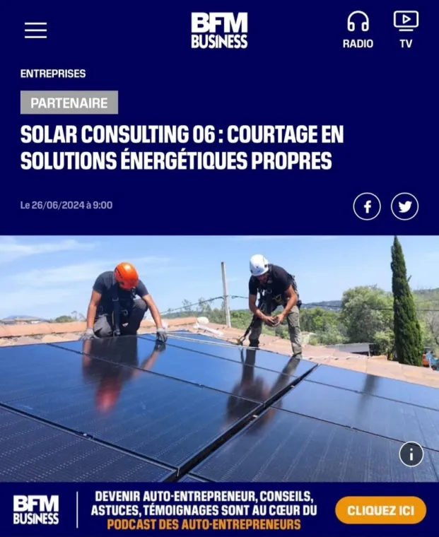 Découvrez notre interview avec BFM Business, Nice, SOLAR CONSULTING 06